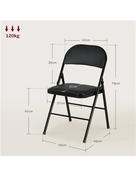 HOMCOM Set of Two Cushioned Folding Chairs - Black