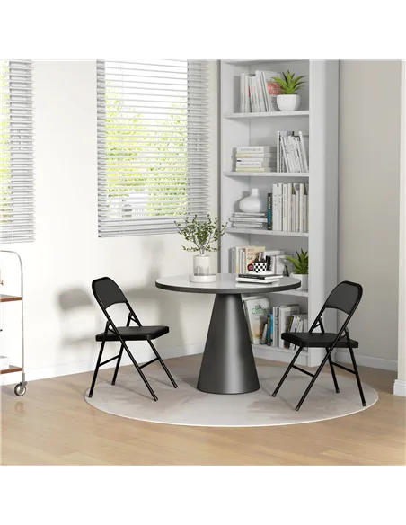 HOMCOM Set of Two Cushioned Folding Chairs - Black
