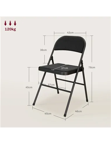 HOMCOM Linen-Look Set of Four Cushioned Folding Chairs - Black