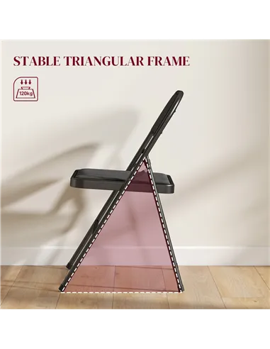 HOMCOM Linen-Look Set of Four Cushioned Folding Chairs - Black