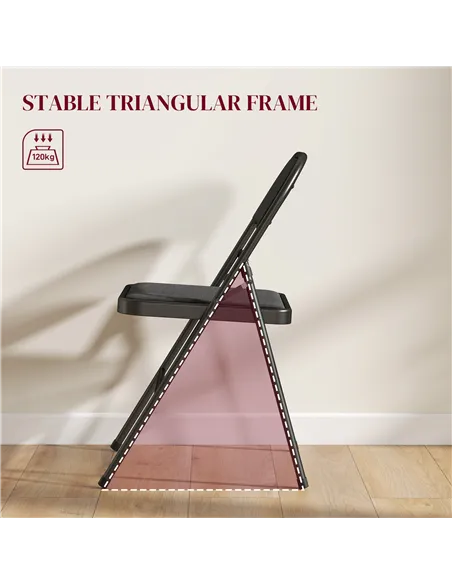 HOMCOM Linen-Look Set of Four Cushioned Folding Chairs - Black