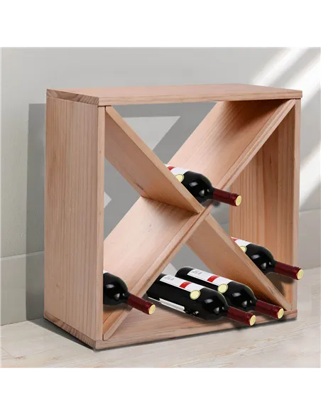 HOMCOM Wooden Wine Rack for 24 Bottle Square Tabletop Storage Holder Stand