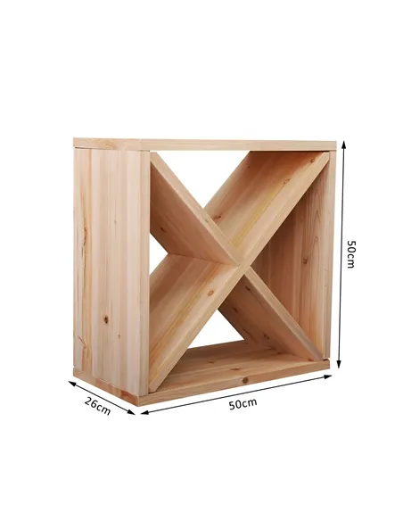 HOMCOM Wooden Wine Rack for 24 Bottle Square Tabletop Storage Holder Stand