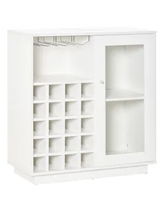 HOMCOM Modern Wine Cabinet Cupboard with Glass Door, Glass Holder & 20-Bottle Wine Rack for Living Room, Home Bar, Dining Room