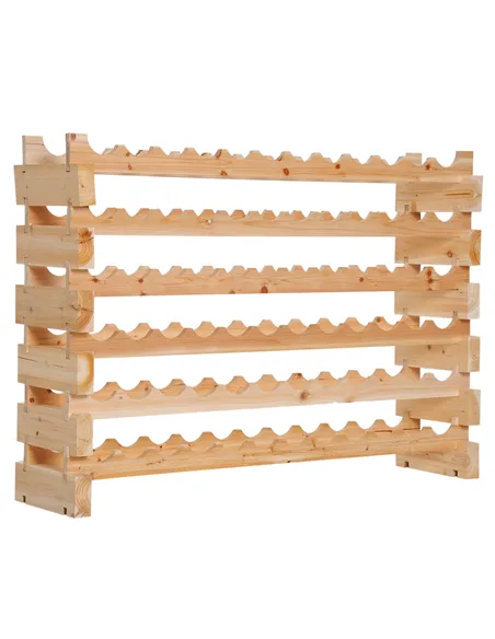 HOMCOM Six-Tier, 72 Bottle Wooden Wine Rack - Natural