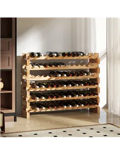 HOMCOM Six-Tier, 72 Bottle Wooden Wine Rack - Natural 2