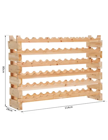 HOMCOM Six-Tier, 72 Bottle Wooden Wine Rack - Natural