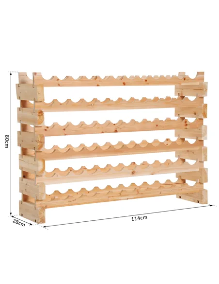 HOMCOM Six-Tier, 72 Bottle Wooden Wine Rack - Natural