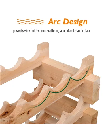 HOMCOM Six-Tier, 72 Bottle Wooden Wine Rack - Natural