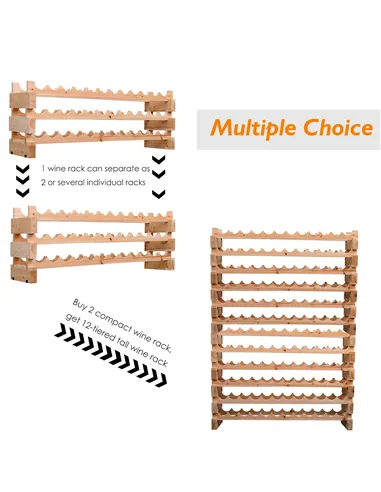 HOMCOM Six-Tier, 72 Bottle Wooden Wine Rack - Natural