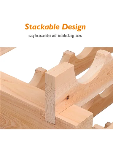 HOMCOM Six-Tier, 72 Bottle Wooden Wine Rack - Natural