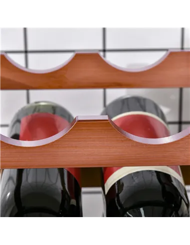 HOMCOM Free Standing Bamboo Wine Rack with 16 Bottles Holder, 4-tier Water Bottle Organiser, Display Shelf for Countertop, Home 