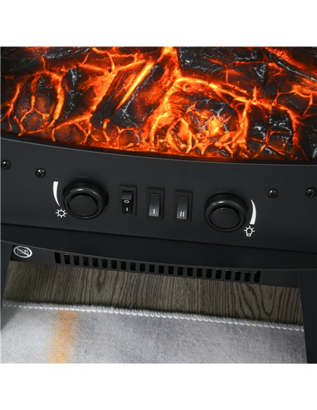 HOMCOM 900W/1800W Freestanding Electric Fireplace Room Heater w/ Adjustable Artificial Flame Tempered Glass Safe Home Warmth Ret