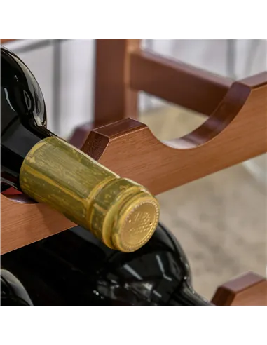 HOMCOM Free Standing Bamboo Wine Rack with 16 Bottles Holder, 4-tier Water Bottle Organiser, Display Shelf for Countertop, Home 