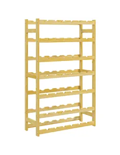 HOMCOM 42-Bottle Wooden Wine Rack - Natural Finish