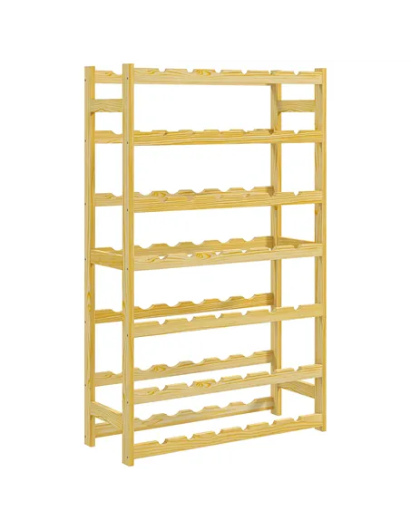 HOMCOM 42-Bottle Wooden Wine Rack - Natural Finish