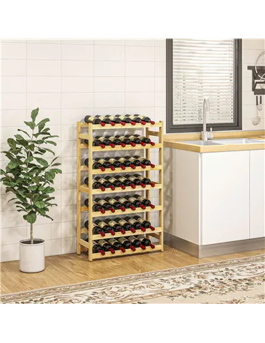 HOMCOM 42-Bottle Wooden Wine Rack - Natural Finish