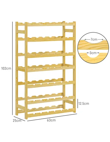 HOMCOM 42-Bottle Wooden Wine Rack - Natural Finish