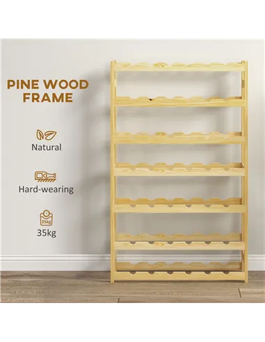 HOMCOM 42-Bottle Wooden Wine Rack - Natural Finish
