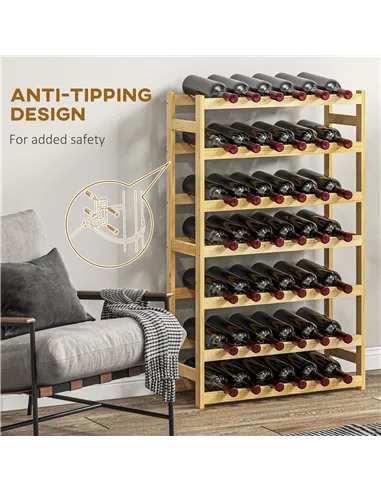HOMCOM 42-Bottle Wooden Wine Rack - Natural Finish