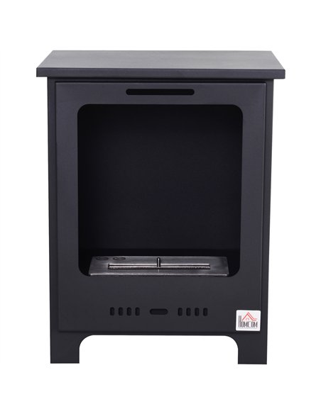 HOMCOM Freestanding Ethanol Fireplace, Bioethanol Fire with 0.9L Tank, 3 Hours Burning Time for Indoor, Black