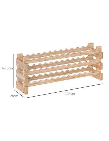 HOMCOM Three-Tier, 36 Bottle Wooden Wine Rack - Natural