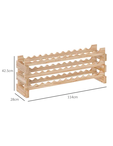 HOMCOM Three-Tier, 36 Bottle Wooden Wine Rack - Natural