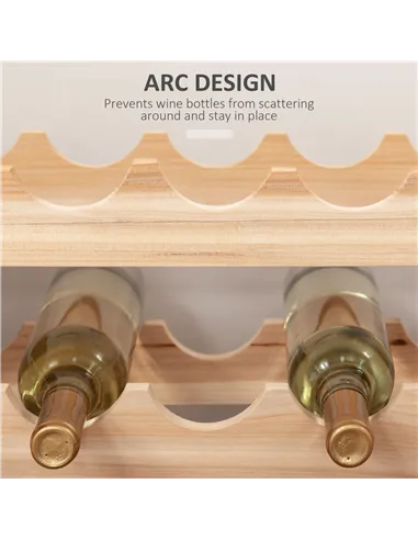 HOMCOM Three-Tier, 36 Bottle Wooden Wine Rack - Natural