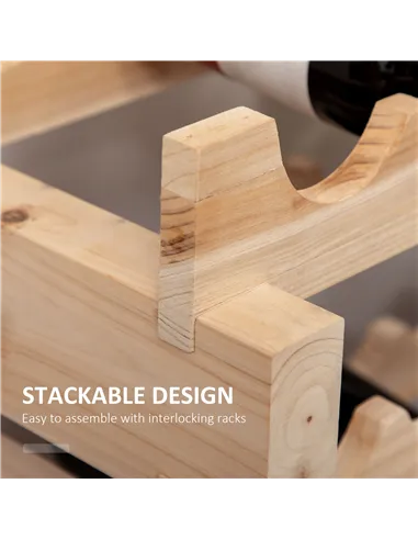 HOMCOM Three-Tier, 36 Bottle Wooden Wine Rack - Natural