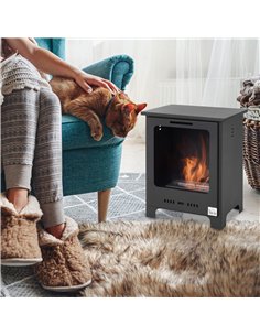 HOMCOM Freestanding Ethanol Fireplace, Bioethanol Fire with 0.9L Tank, 3 Hours Burning Time for Indoor, Black 2