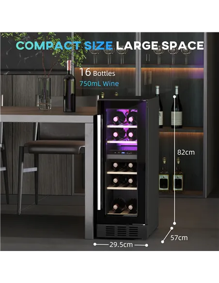 HOMCOM 16 Bottle Dual Zone 5-18℃ Wine Fridge - Black