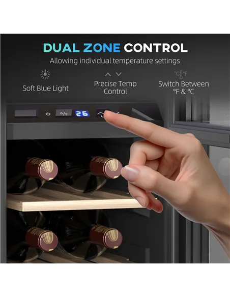 HOMCOM 16 Bottle Dual Zone 5-18℃ Wine Fridge - Black