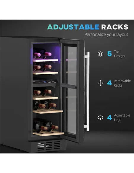 HOMCOM 16 Bottle Dual Zone 5-18℃ Wine Fridge - Black