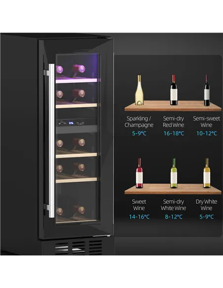 HOMCOM 16 Bottle Dual Zone 5-18℃ Wine Fridge - Black