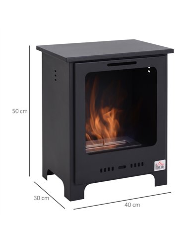 HOMCOM Freestanding Ethanol Fireplace, Bioethanol Fire with 0.9L Tank, 3 Hours Burning Time for Indoor, Black