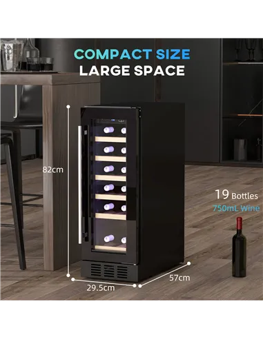 HOMCOM 19 Bottle 5-18℃ Wooden Rack Wine Fridge - Black