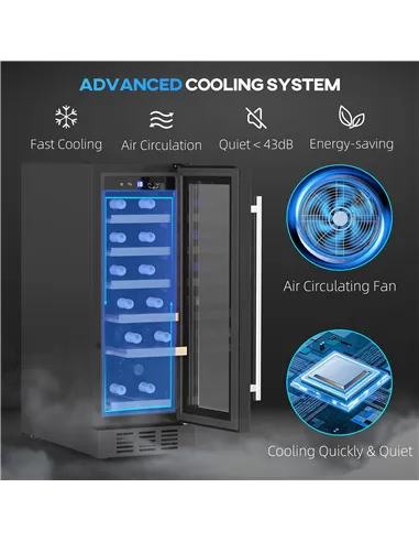 HOMCOM 19 Bottle 5-18℃ Wooden Rack Wine Fridge - Black