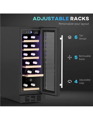 HOMCOM 19 Bottle 5-18℃ Wooden Rack Wine Fridge - Black