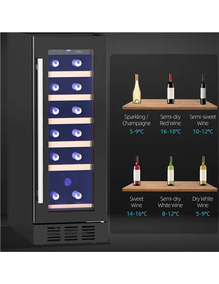 HOMCOM 19 Bottle 5-18℃ Wooden Rack Wine Fridge - Black