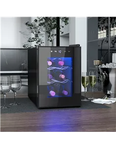 HOMCOM Six Bottle 8-18℃ Countertop Wine Fridge - Black 2