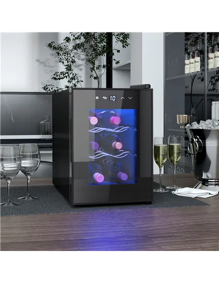 HOMCOM Six Bottle 8-18℃ Countertop Wine Fridge - Black