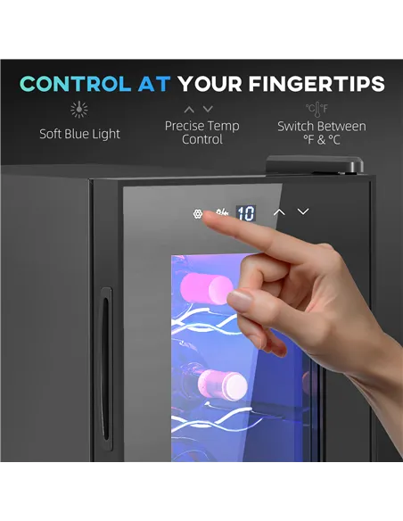 HOMCOM Six Bottle 8-18℃ Countertop Wine Fridge - Black