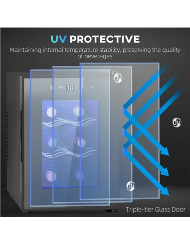 HOMCOM Six Bottle 8-18℃ Countertop Wine Fridge - Black