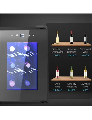 HOMCOM Six Bottle 8-18℃ Countertop Wine Fridge - Black
