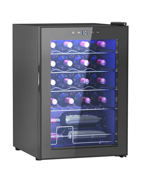 HOMCOM 20 Bottle 5-18℃ Countertop Wine Fridge - Black