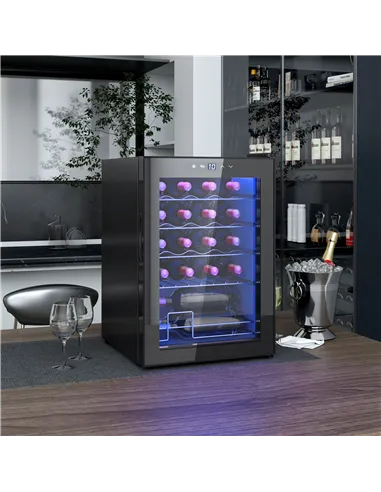 HOMCOM 20 Bottle 5-18℃ Countertop Wine Fridge - Black