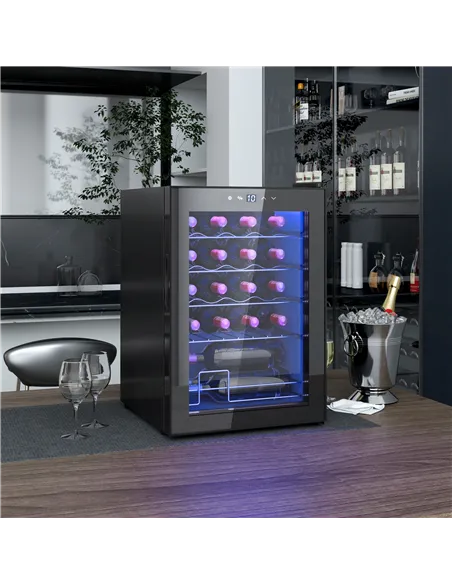 HOMCOM 20 Bottle 5-18℃ Countertop Wine Fridge - Black
