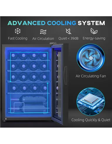 HOMCOM 20 Bottle 5-18℃ Countertop Wine Fridge - Black