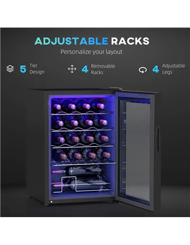 HOMCOM 20 Bottle 5-18℃ Countertop Wine Fridge - Black