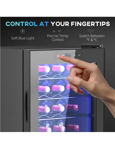 HOMCOM 20 Bottle 5-18℃ Countertop Wine Fridge - Black